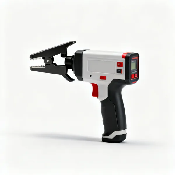 A handheld laser detector receiver with a clamp