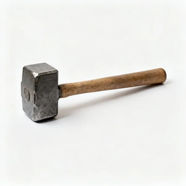 A lump hammer with a short handle and heavy head