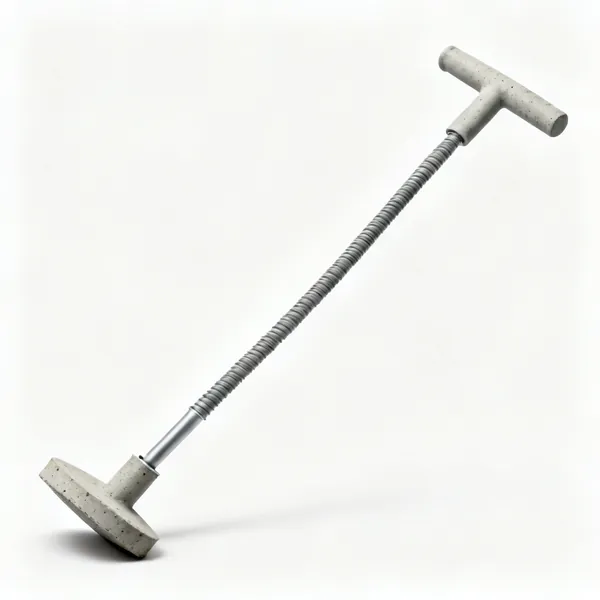 A concrete poker vibrator with a flexible shaft