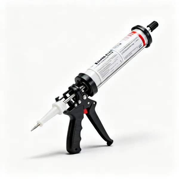 Resin injection gun: A resin anchor injection gun with a cartridge and nozzle
