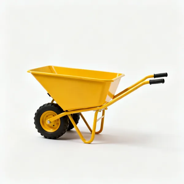 A yellow site dumper truck with a tipping skip