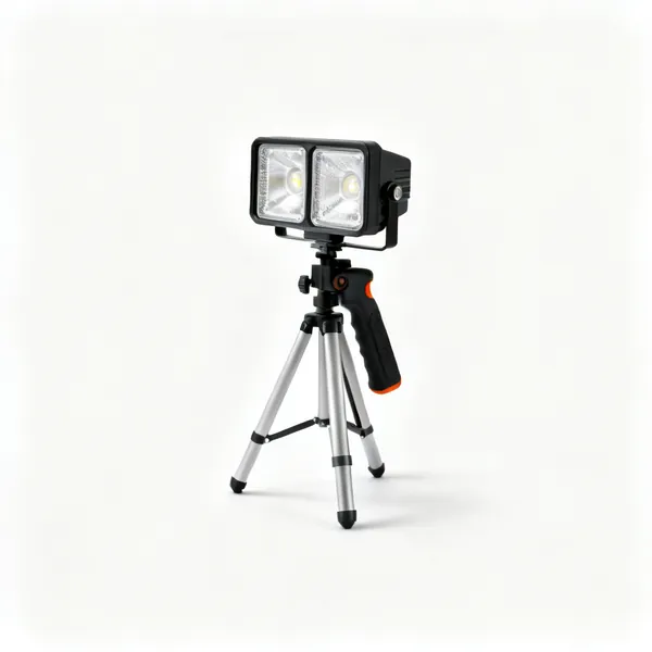 Site lighting: A twin LED site light on a tripod stand