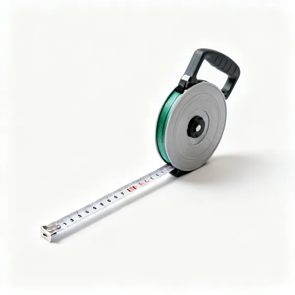 An open reel 30 metre fibreglass long tape measure