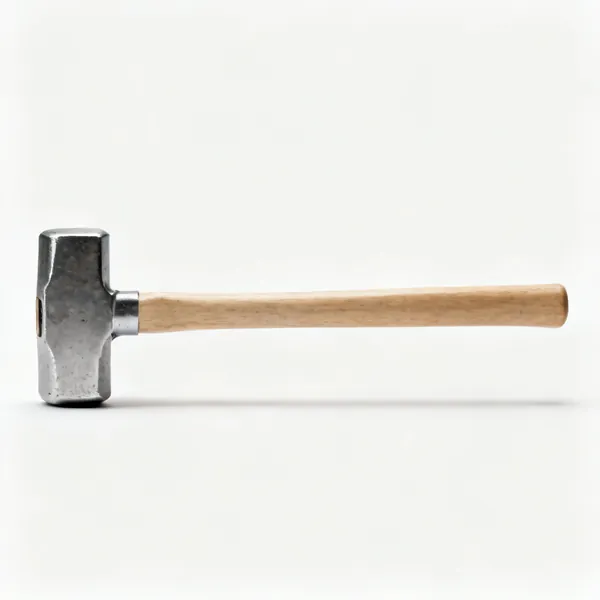 A long handled sledgehammer with a steel head