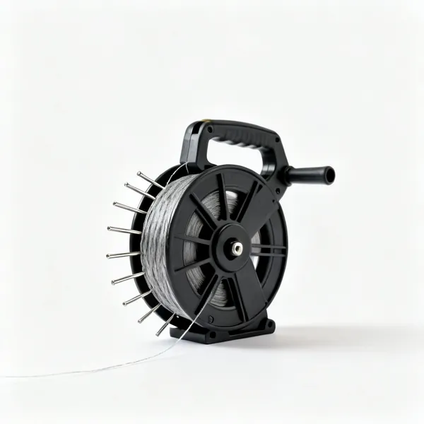 String line & pins: A builder's string line reel with steel pins