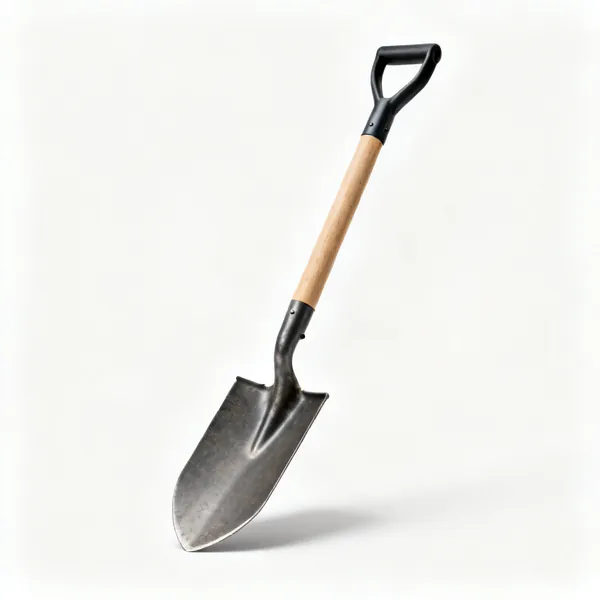 A narrow bladed trenching shovel