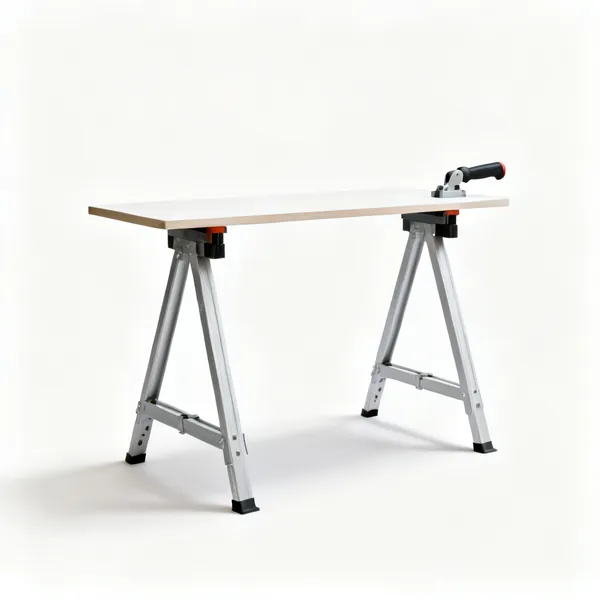 Trestles & staging: A pair of adjustable trestles supporting a staging board