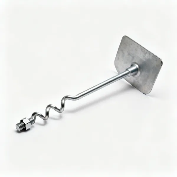 A steel drywall mixing paddle with a spiral head and a hex shank