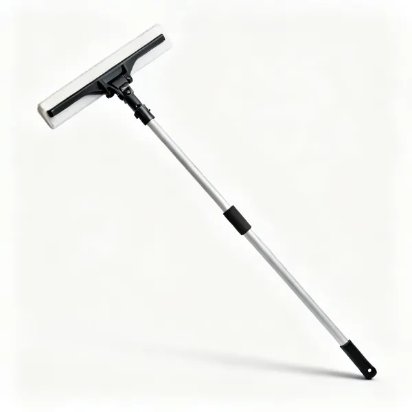 A drywall pole sander with a swivelling rectangular pad on a long handle