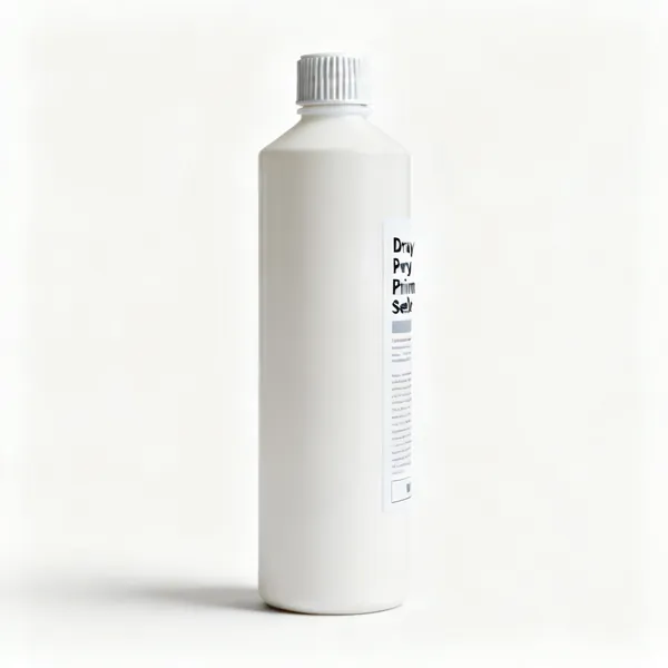 A tall narrow plastic bottle of white drywall primer sealer with a screw cap and a printed label