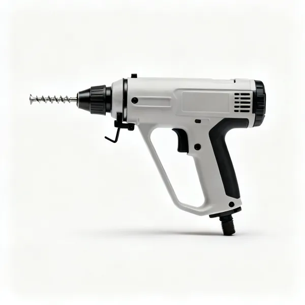Drywall screwdriver: A drywall screw gun with a depth stop nose cone and a pistol grip