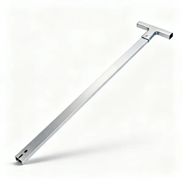 A long aluminium straight edge with a T section profile