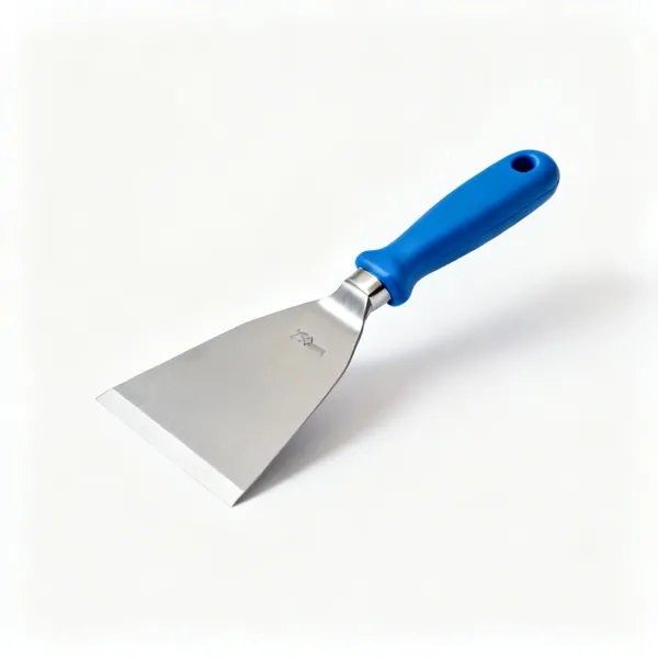 250mm taping knife: A 250mm wide stainless steel taping knife with a blue moulded handle