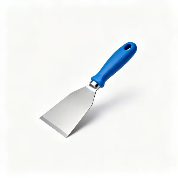 300mm taping knife: A 300mm wide stainless steel taping knife with a blue moulded handle