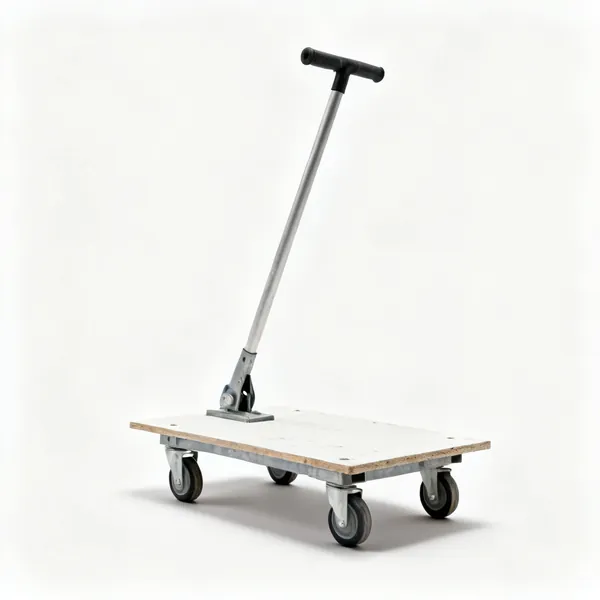 A plasterboard trolley on castors