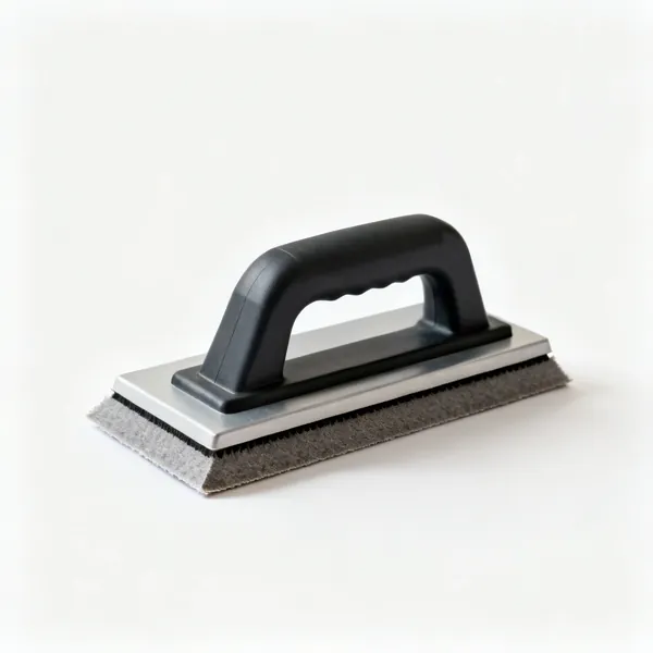 A drywall hand sanding block with paper