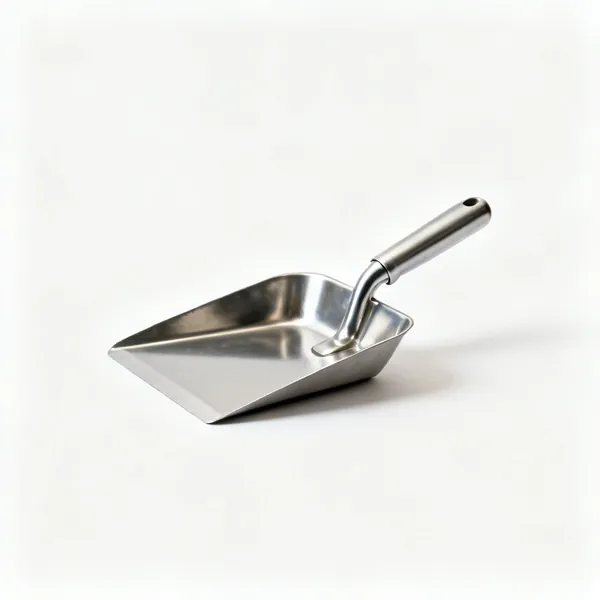 A stainless steel drywall mud pan