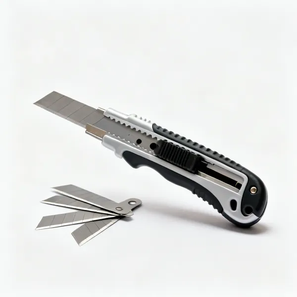 A retractable utility knife with spare blades
