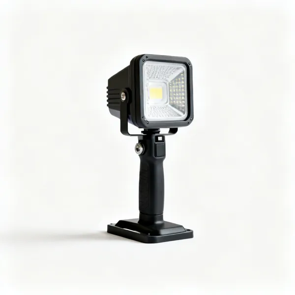 Raking work light: An LED work light on a stand