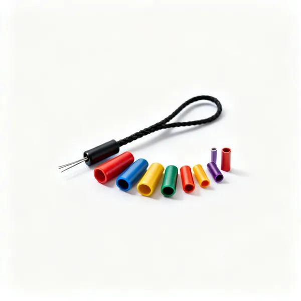 Bootlace ferrules: An assortment of coloured bootlace ferrule wire end sleeves in several sizes