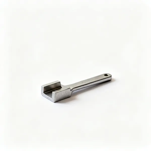 Die gauge: A small flat metal go no go gauge with two stepped tabs