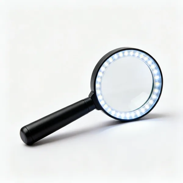 Magnifier: An illuminated handheld magnifying glass with an LED ring