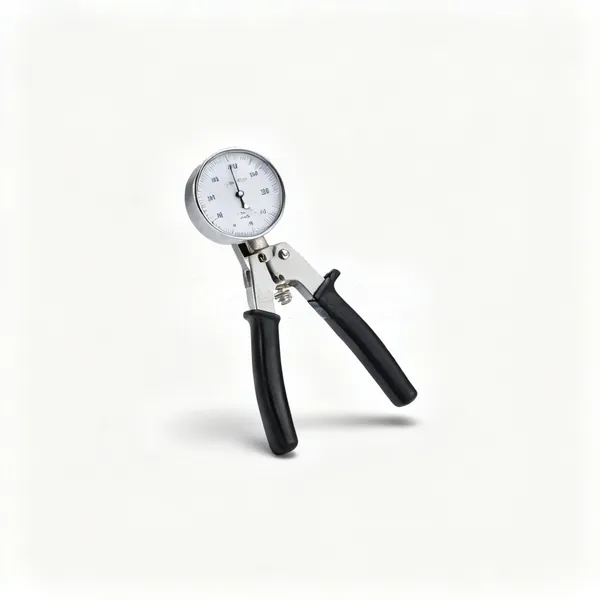 Pull tester: A handheld cable pull force tester with a dial gauge and two grips
