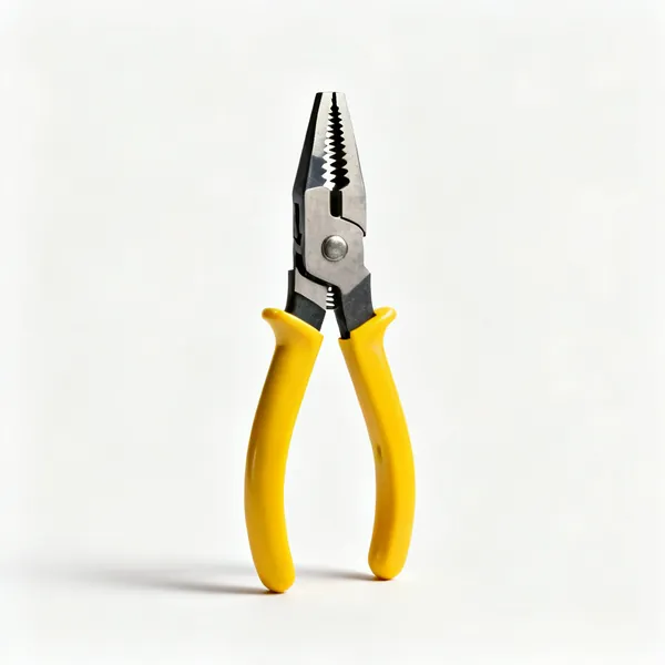 A pair of wire strippers with graduated sized notches and yellow handles