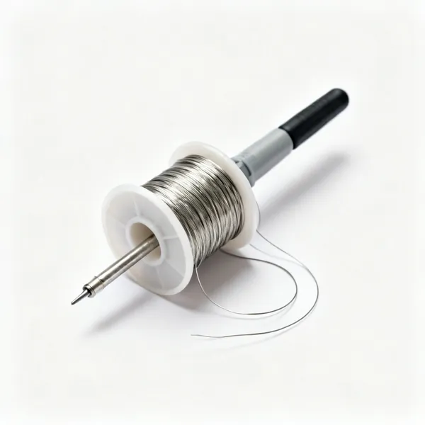 A reel of thin cored solder wire with a few turns unwound