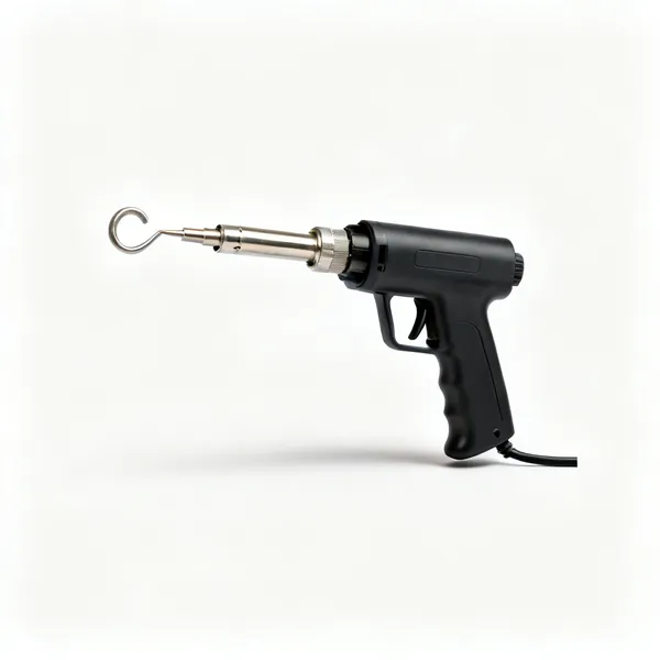 A pistol shaped soldering gun with a loop tip and a trigger