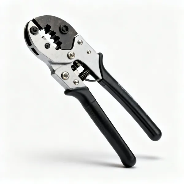 A ratchet crimping tool with interchangeable die jaws
