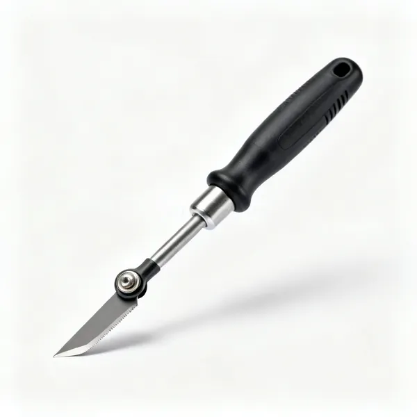 A handheld deburring tool with a swivel blade