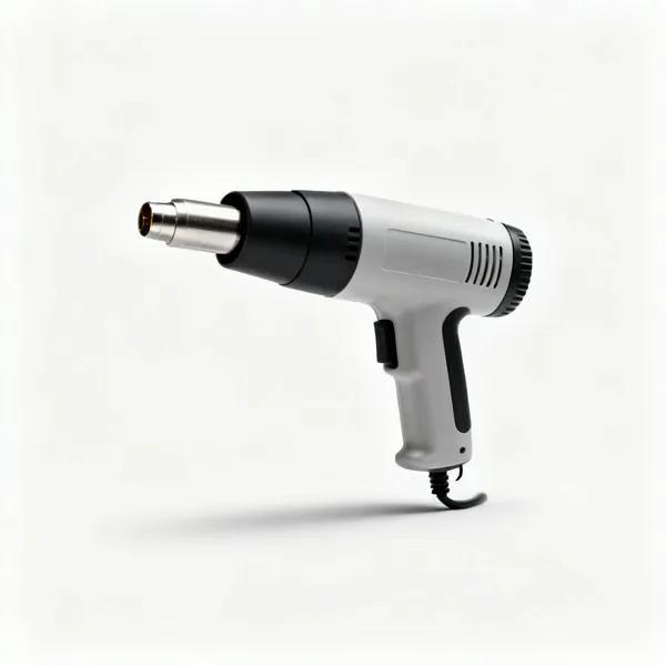 A heat gun with a pistol grip and nozzle