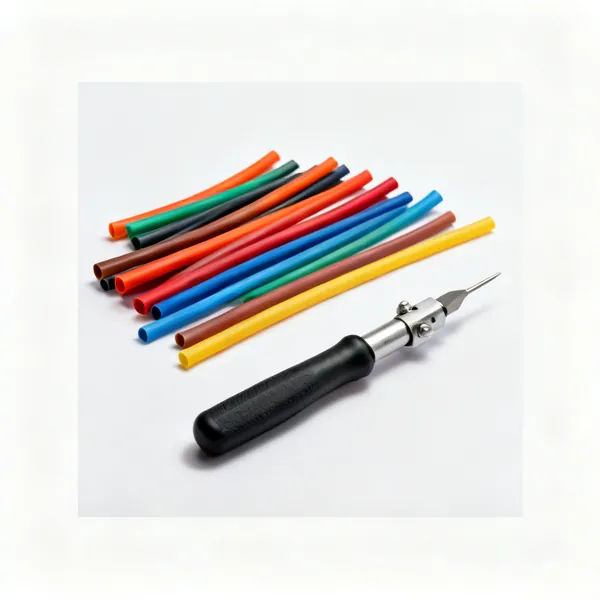 An assortment of coloured heat shrink tubing pieces