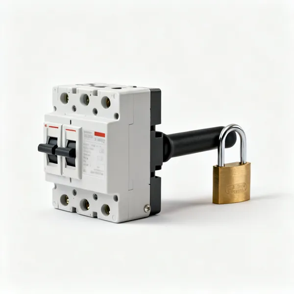 Lock off kit: A circuit breaker lock off device with a padlock