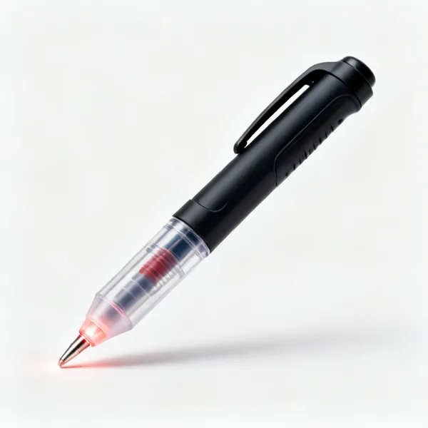 A pen style non contact voltage tester with a tip light