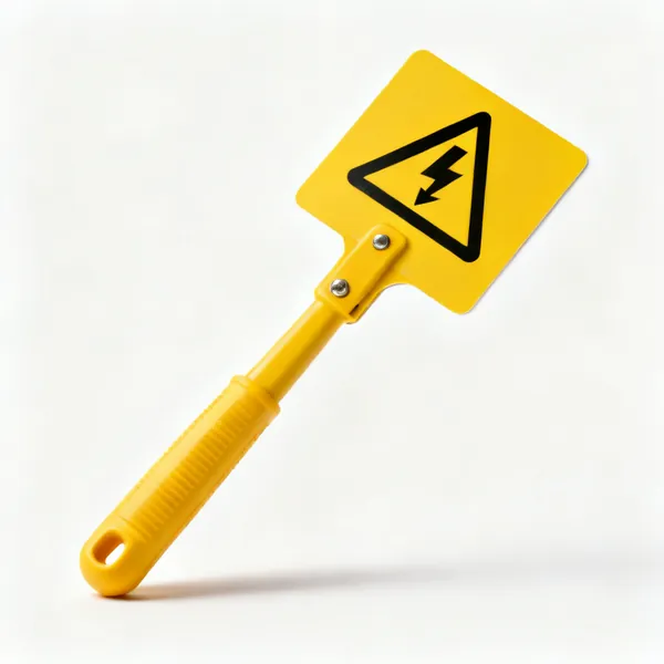 Warning signs: A yellow electrical warning sign card