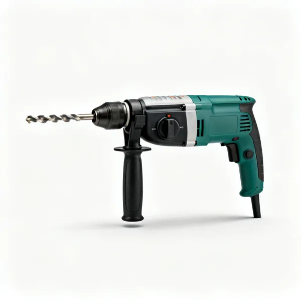 SDS drill: An SDS hammer drill with a side handle and masonry bit