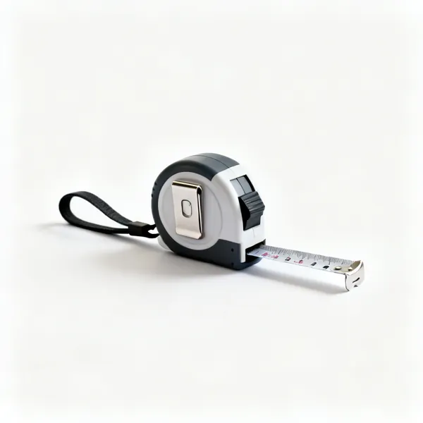 A compact tape measure with a belt clip