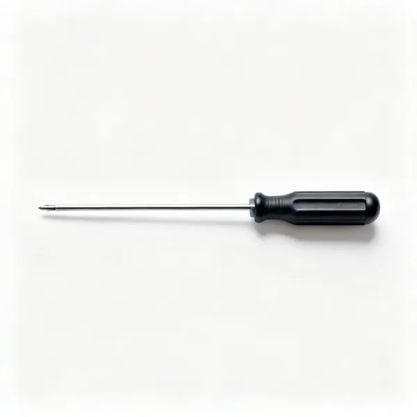 A slim terminal screwdriver with a long thin insulated shaft