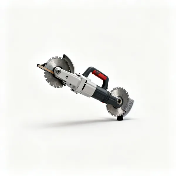 A wall chaser with twin diamond blades and a dust port