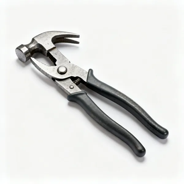 A pair of fencing pliers with a hammer head and cutting jaws