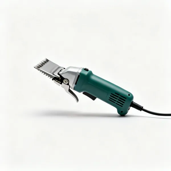 Electric livestock clippers with a wide blade head and a cable