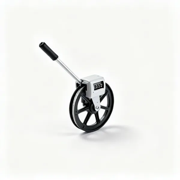 A measuring wheel with a counter and a long handle