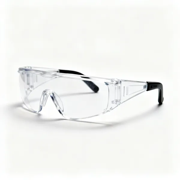A pair of clear safety glasses