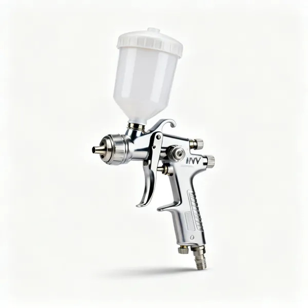 An HVLP spray gun with a cup