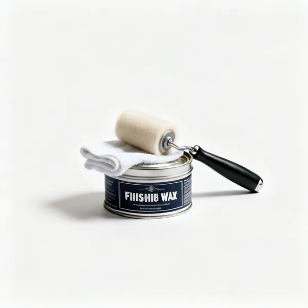 A tin of finishing wax with a cloth