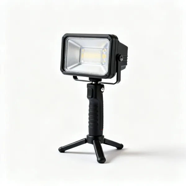 Raking light: An LED work light on a stand