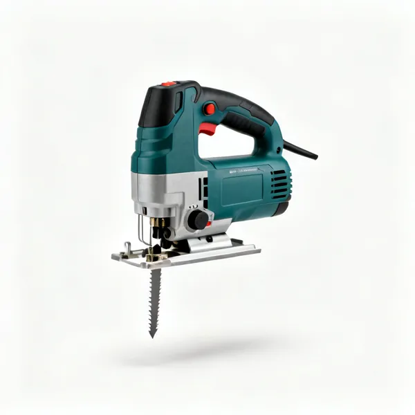 A cordless jigsaw with a blade