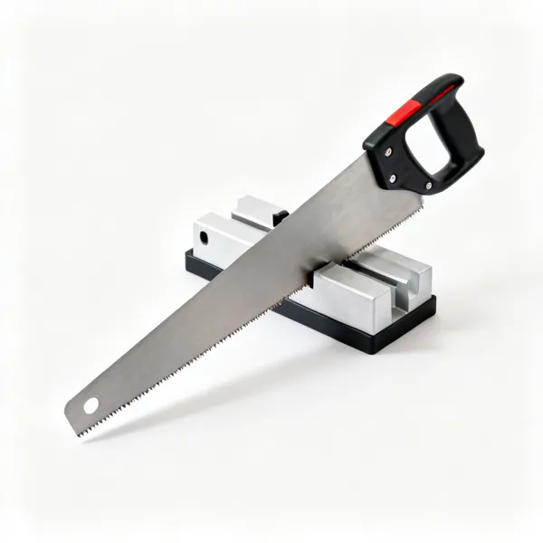 A mitre block with a saw